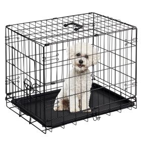 24/30 Inch Dog Crate, Black - Durable Metal Puppy Cage with Removable Tray, Collapsible Kennel for Small Medium Dogs, Easy Clean