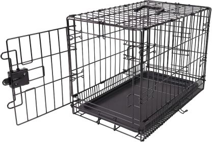 Foldable Metal Wire Dog Crate with Removable Tray, Single Door, Divider Panel, Collapsible for Travel, 22 x 13 x 16 in, Black