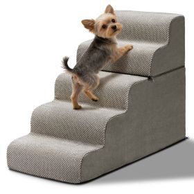 5-Step Dog Stairs Steps for High Bed, Pet Steps for Small Dogs and Cats, Non-Slip Removable Washable Cover Ramp for Indoor Outdoor Car SUV Couch