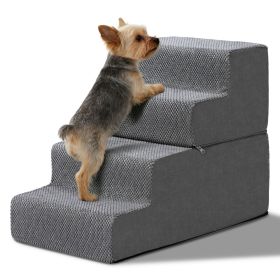 4-Step Dog Stairs Steps for High Bed, Pet Steps for Small Dogs and Cats, Non-Slip Removable Washable Cover Ramp for Indoor Outdoor Car SUV Couch
