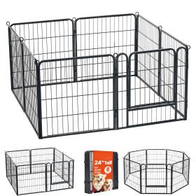 Dog Playpen 24 Inch 8 Panels Foldable Metal Exercise Pen Pet Fence, Indoor/Outdoor Heavy Duty Puppy Crate Kennel with Door for Dogs