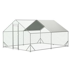 Large Metal Chicken Coop, Walk-in Chicken Run,Galvanized Wire Poultry Chicken Hen Pen Cage (Color: AS PIC)