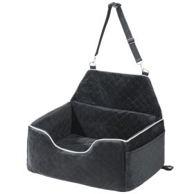 Dog Car Seat, Dog Booster Seat for Car with A Storage Pocket, Pet Car Seat with Clip-On Safety Leash, Sponge Filling (Placement & Appearance: Rear Row & Cuboid, Max Load Capacity: Under 55 lbs)