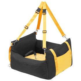 Dog Car Seat, Waterproof Dog Booster Seat for Car with Side Handles and A Storage Pocket, Clip-On Safety Leash and PP Cotton Filling (Placement & Appearance: Front and Rear Row & Cube, Max Load Capacity: Under 25 lbs)