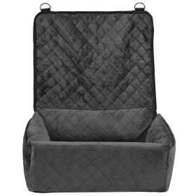 Dog Car Seat, Dog Booster Seat for Car with A Storage Pocket, Clip-On Safety Leash, Sponge and PP Cotton Filling (Placement & Appearance: Front and Rear Row & Cube, Max Load Capacity: Under 40 lbs)