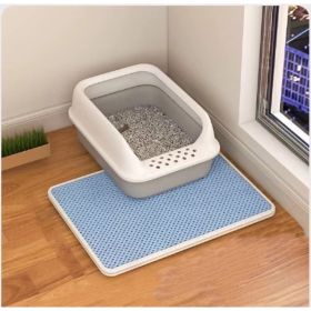 Cat Litter Mat Double Layer Filter Anti-bring Out (Option: Sky Blue-60x90)